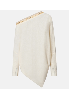 Xu Zhi Beaded asymmetric linen-blend sweater