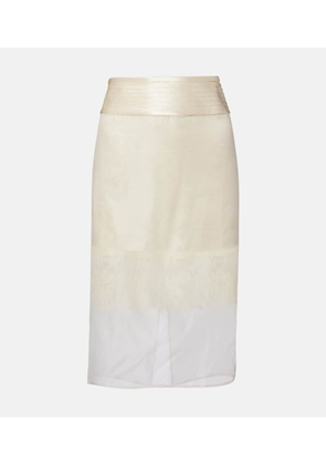 Xu Zhi Lace-trimmed midi skirt