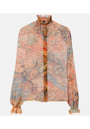 Etro Printed ruffled silk shirt