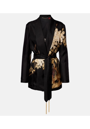 Max Mara Tunica printed silk twill wrap cardigan