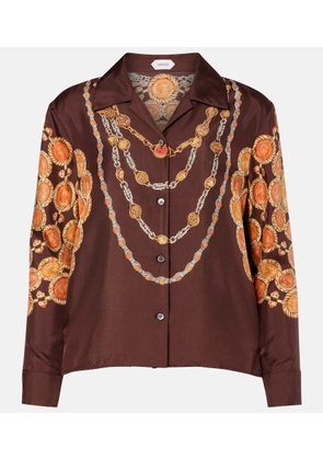 Versace Printed cropped silk twill shirt