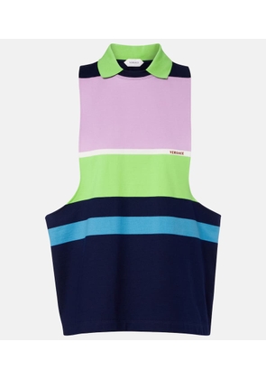 Versace Striped cotton jersey tank top