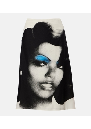 Versace Printed silk poplin midi skirt