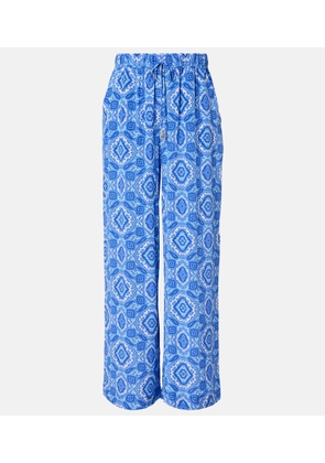 Heidi Klein Mykonos printed silk wide-leg pants