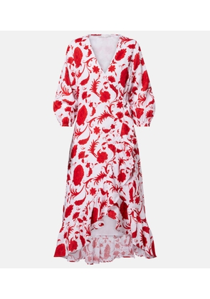 Heidi Klein Evia floral ruffled linen wrap dress