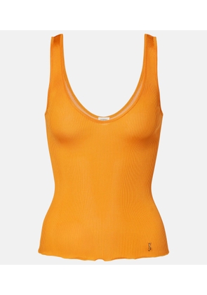 Saint Laurent Ribbed-knit silk jersey tank top