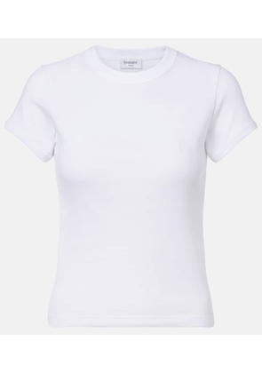 Saint Laurent Cassandre ribbed-knit cotton jersey T-shirt