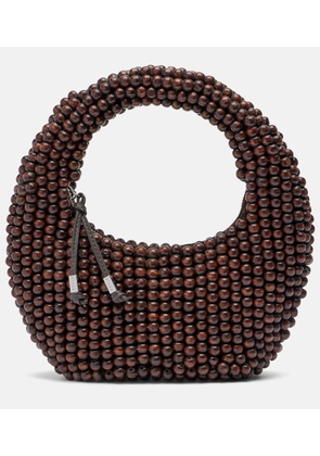 Staud Reef Small beaded leather-trimmed top-handle bag