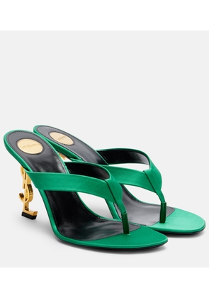 Saint Laurent Opyum Cassandre crepe satin thong sandals