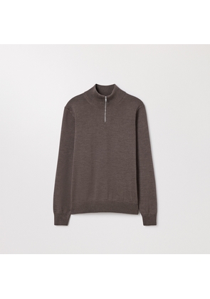 The Merino Half Zip Sweater Brown Melange