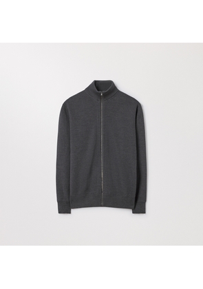 The Merino Zip Cardigan Charcoal Melange