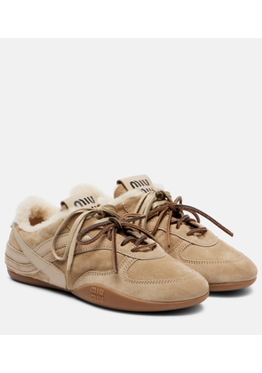 Miu Miu Gymnasium shearling-lined suede sneakers