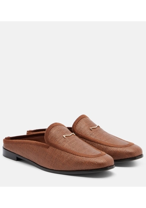 Max Mara Amito leather-trimmed raffia mules