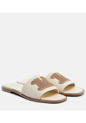 Max Mara Caucaso leather-trimmed canvas slides