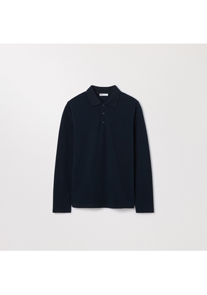 The Long Sleeve Pique Polo Dark Navy