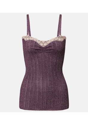 Valentino Lace-trimmed lame top