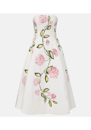 Oscar de la Renta Floral cotton-blend poplin bustier gown