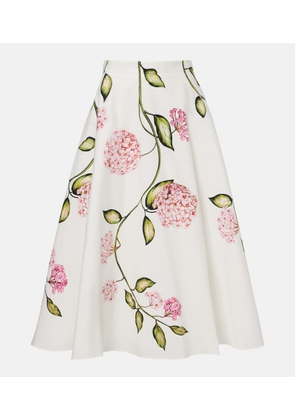 Oscar de la Renta Floral cotton-blend poplin midi skirt