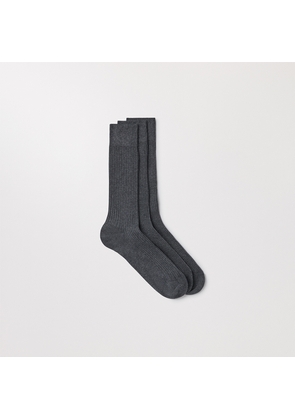 The Ribbed Cotton Sock 3-Pack Charcoal Melange