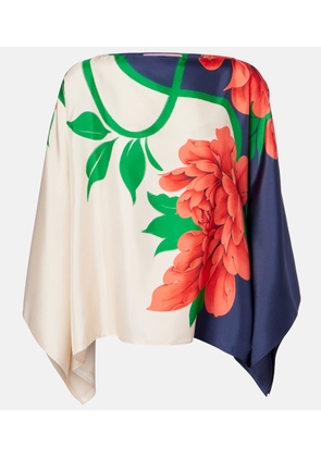 La DoubleJ Square floral silk twill top