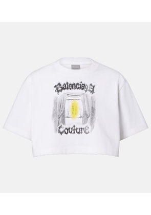 Balenciaga Printed cropped cotton jersey T-shirt