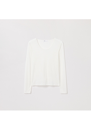 The Long Sleeve Scoop Neck Top Off White