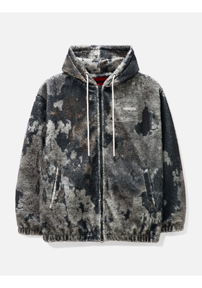 BURN PRINT ZIP-UP FLEECE HOODIE