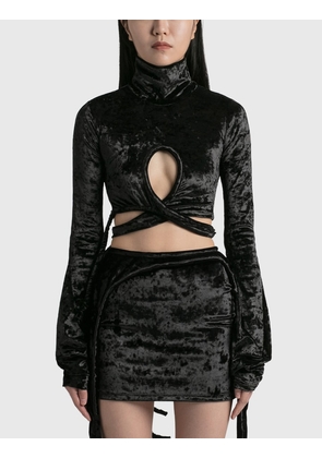 VELVET WRAP LOOP TOP