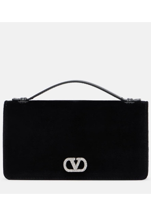Valentino Garavani VLogo crystal-embellished velvet crossbody bag