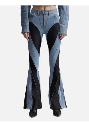 Zipped Bi-Material Jeans