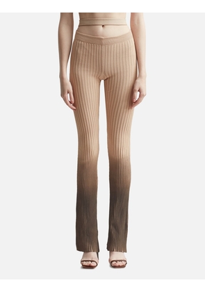 Printed Ribbed Knit Flare Pants