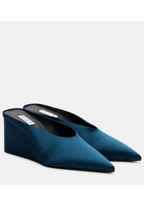 Alaia Cube satin wedge mules