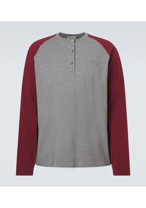 Miu Miu Logo cotton jersey Henley shirt