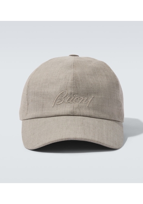 Brioni Logo linen and wool baseball cap