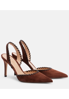 Gianvito Rossi Leather-trimmed suede slingback pumps