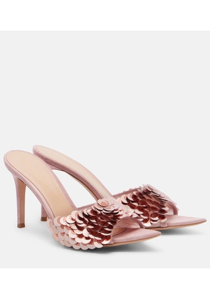 Gianvito Rossi Elle sequined suede-trimmed mesh mules
