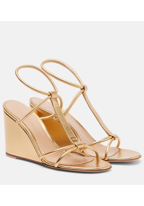 Gianvito Rossi Metallic leather wedge sandals