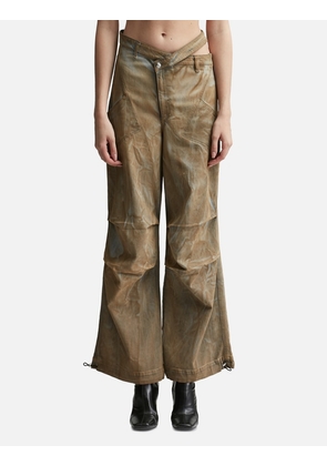 WASHED DENIM CARGO PANTS