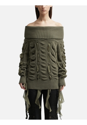 TULLE DETAIL OFF SHOULDER SWEATER