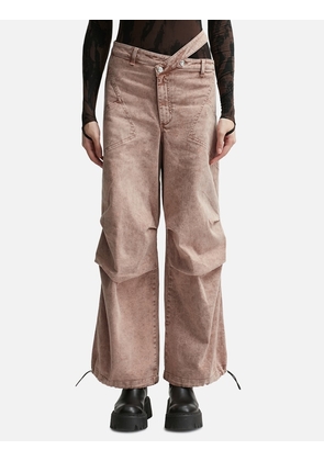 WASHED DENIM CARGO PANTS