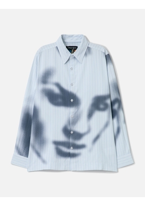 Blurry Face Airbrush Striped Button Up