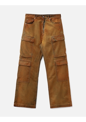 Double Cargo Jeans In Orange Wash Denim