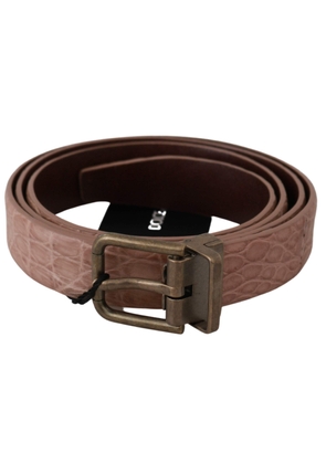 Dolce & Gabbana  Beige Exotic Skin Gold Buckle Leather Belt - 105 cm / 42 Inches