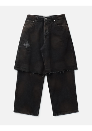 Layered Black Denim Trousers