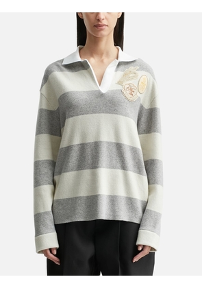 Striped Long Sleeve Wool Polo Shirt