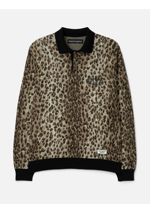 Leopard Jacquard Knit Polo Shirt