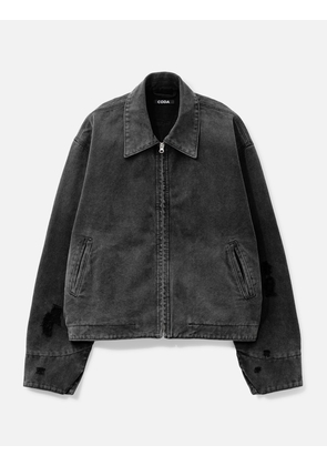 Faded Black Damaged Canvas Crew Jacket