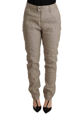 CYCLE Beige Mid Waist Casual Baggy Stretch Trouser - W30