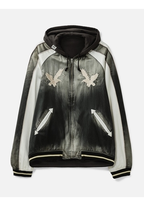 Reversible Hoodie Layered Souvenir Jacket