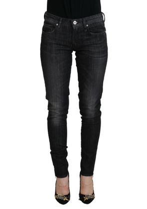 Black Cotton Low Waist Skinny Women Casual Jeans - W27